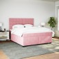 vidaXL Boxspringbett mit Matratze Rosa 180x200 cm Samt vidaXL Boxspringbett mit Matratze Rosa 180x200 cm Samt