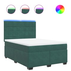 vidaXL Boxspringbett mit Matratze Dunkelgrün 160x200 cm Samt