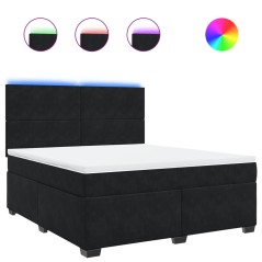 vidaXL Boxspringbett mit Matratze Schwarz 180x200 cm Samt