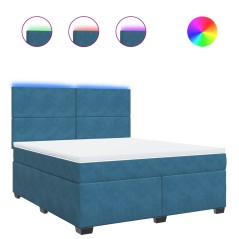 vidaXL Boxspringbett mit Matratze Blau 180x200 cm Samt