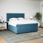 vidaXL Boxspringbett mit Matratze Blau 180x200 cm Samt vidaXL Boxspringbett mit Matratze Blau 180x200 cm Samt