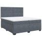 vidaXL Boxspringbett mit Matratze Dunkelgrau 200x200 cm Samt vidaXL Boxspringbett mit Matratze Dunkelgrau 200x200 cm Samt