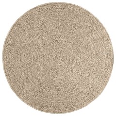 vidaXL Teppich ZIZUR Beige Ø 120 cm Jute-Optik Indoor und Outdoor