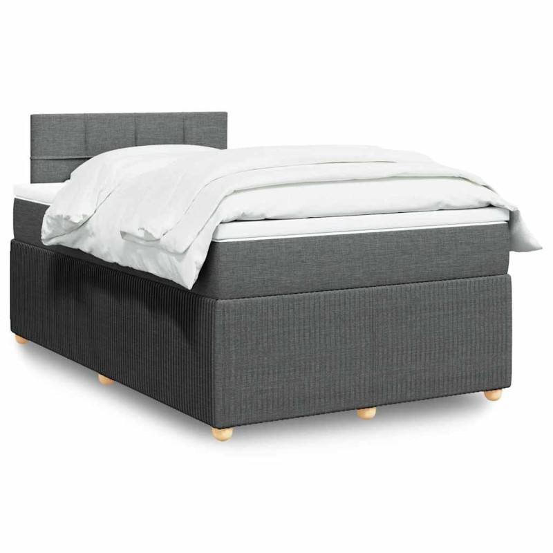 vidaXL Boxspringbett mit Matratze Dunkelgrau 120x200 cm Stoff vidaXL Boxspringbett mit Matratze Dunkelgrau 120x200 cm Stoff