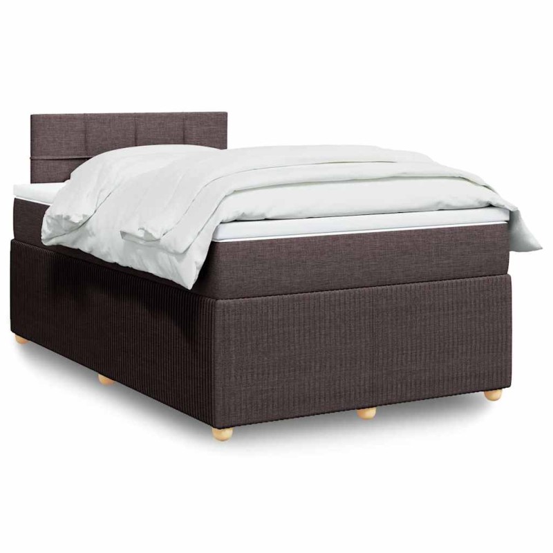 vidaXL Boxspringbett mit Matratze Dunkelbraun 120x200 cm Stoff vidaXL Boxspringbett mit Matratze Dunkelbraun 120x200 cm Stoff