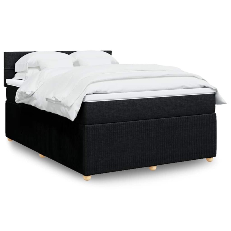 vidaXL Boxspringbett mit Matratze Schwarz 140x190 cm Stoff vidaXL Boxspringbett mit Matratze Schwarz 140x190 cm Stoff