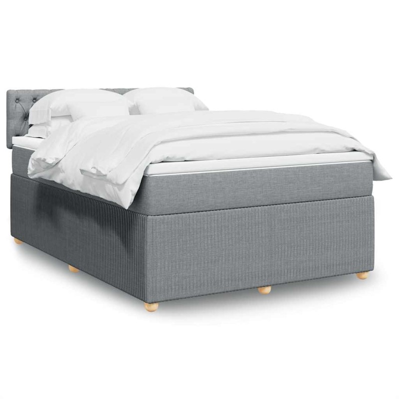 vidaXL Boxspringbett mit Matratze Hellgrau 140x190 cm Stoff vidaXL Boxspringbett mit Matratze Hellgrau 140x190 cm Stoff