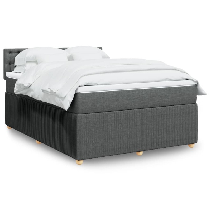 vidaXL Boxspringbett mit Matratze Dunkelgrau 140x190 cm Stoff vidaXL Boxspringbett mit Matratze Dunkelgrau 140x190 cm Stoff