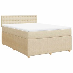 vidaXL Boxspringbett mit Matratze Creme 140x190 cm Stoff