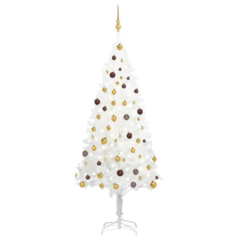 Künstlicher Weihnachtsbaum mit LEDs & Kugeln Weiß 210 cm Künstlicher Weihnachtsbaum mit LEDs & Kugeln Weiß 210 cm