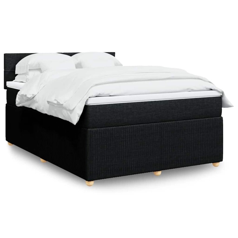 vidaXL Boxspringbett mit Matratze Schwarz 160x200 cm Stoff vidaXL Boxspringbett mit Matratze Schwarz 160x200 cm Stoff