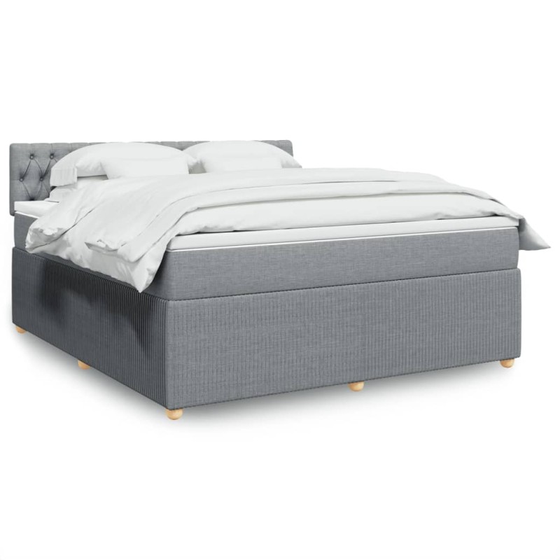 vidaXL Boxspringbett mit Matratze Hellgrau 180x200 cm Stoff vidaXL Boxspringbett mit Matratze Hellgrau 180x200 cm Stoff
