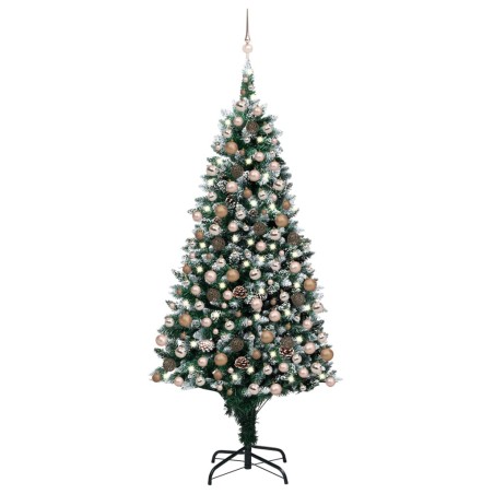 Künstlicher Weihnachtsbaum mit LEDs & Kugeln & Zapfen 210 cm