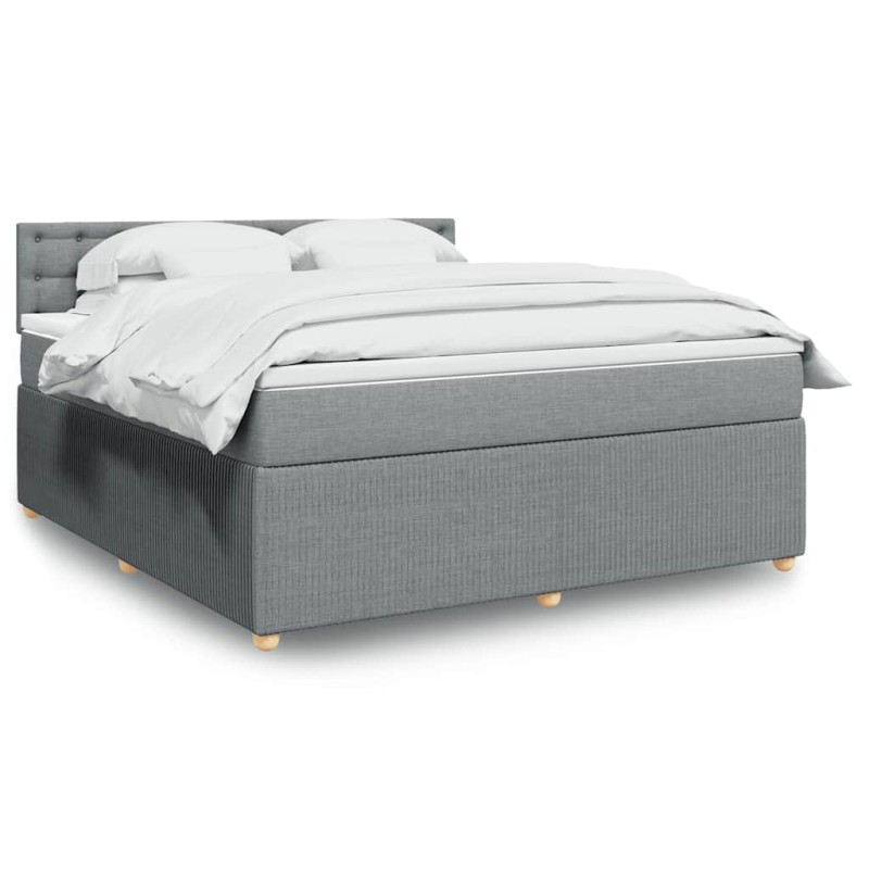 vidaXL Boxspringbett mit Matratze Hellgrau 180x200 cm Stoff vidaXL Boxspringbett mit Matratze Hellgrau 180x200 cm Stoff