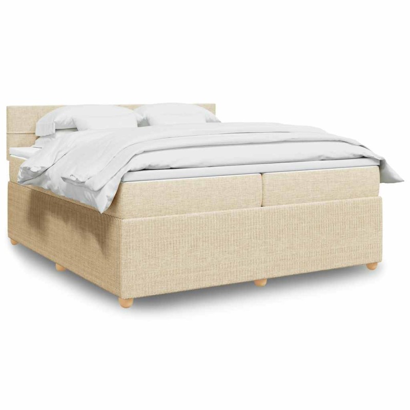 vidaXL Boxspringbett mit Matratze Creme 200x200 cm Stoff vidaXL Boxspringbett mit Matratze Creme 200x200 cm Stoff