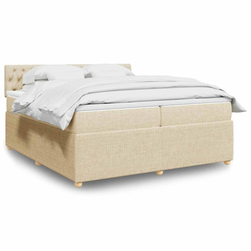 vidaXL Boxspringbett mit Matratze Creme 200x200 cm Stoff vidaXL Boxspringbett mit Matratze Creme 200x200 cm Stoff