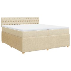vidaXL Boxspringbett mit Matratze Creme 200x200 cm Stoff