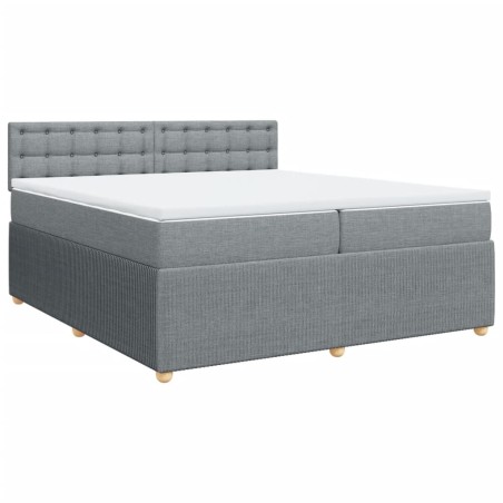 vidaXL Boxspringbett mit Matratze Hellgrau 200x200 cm Stoff