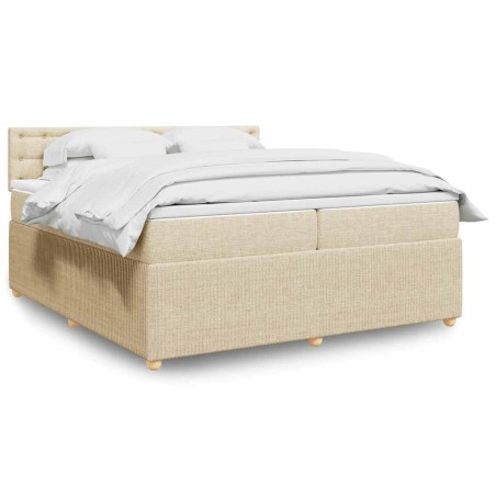 vidaXL Boxspringbett mit Matratze Creme 200x200 cm Stoff