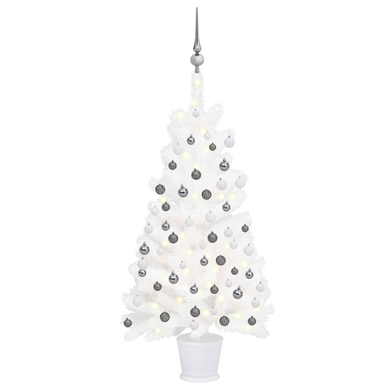 Künstlicher Weihnachtsbaum mit LEDs & Kugeln Weiß 90 cm Künstlicher Weihnachtsbaum mit LEDs & Kugeln Weiß 90 cm