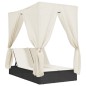 vidaXL Doppel-Sonnenliege mit Dach und Vorhängen Schwarz Poly-Rattan vidaXL Doppel-Sonnenliege mit Dach und Vorhängen Schwarz Poly-Rattan