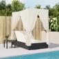 vidaXL Doppel-Sonnenliege mit Dach und Vorhängen Schwarz Poly-Rattan vidaXL Doppel-Sonnenliege mit Dach und Vorhängen Schwarz Poly-Rattan