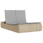 vidaXL Doppel-Sonnenliege mit Auflagen Beige Poly Rattan vidaXL Doppel-Sonnenliege mit Auflagen Beige Poly Rattan