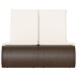 vidaXL Doppel-Sonnenliege mit Auflagen Braun Poly Rattan vidaXL Doppel-Sonnenliege mit Auflagen Braun Poly Rattan