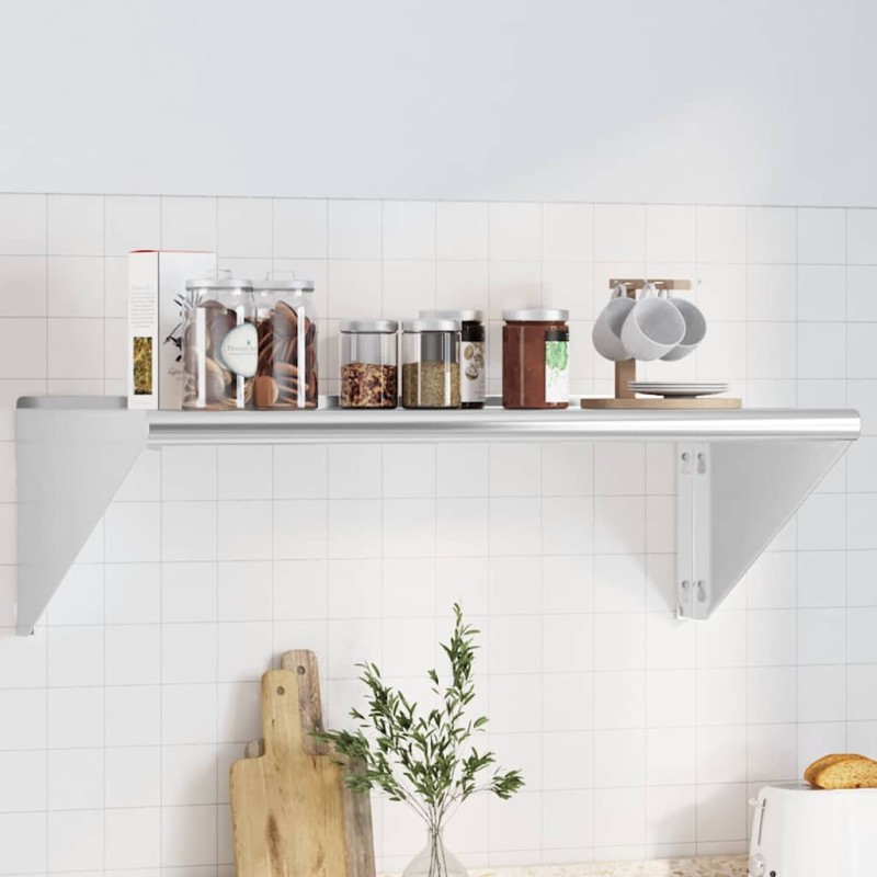 vidaXL Wandregal 100x45x31 cm Silbern Edelstahl vidaXL Wandregal 100x45x31 cm Silbern Edelstahl