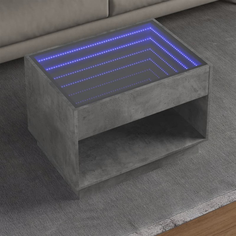 vidaXL Couchtisch mit Infinity-LED Betongrau 70x50x50 cm vidaXL Couchtisch mit Infinity-LED Betongrau 70x50x50 cm