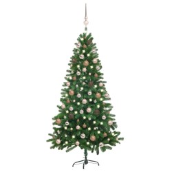 Künstlicher Weihnachtsbaum mit LEDs & Kugeln 180 cm Grün