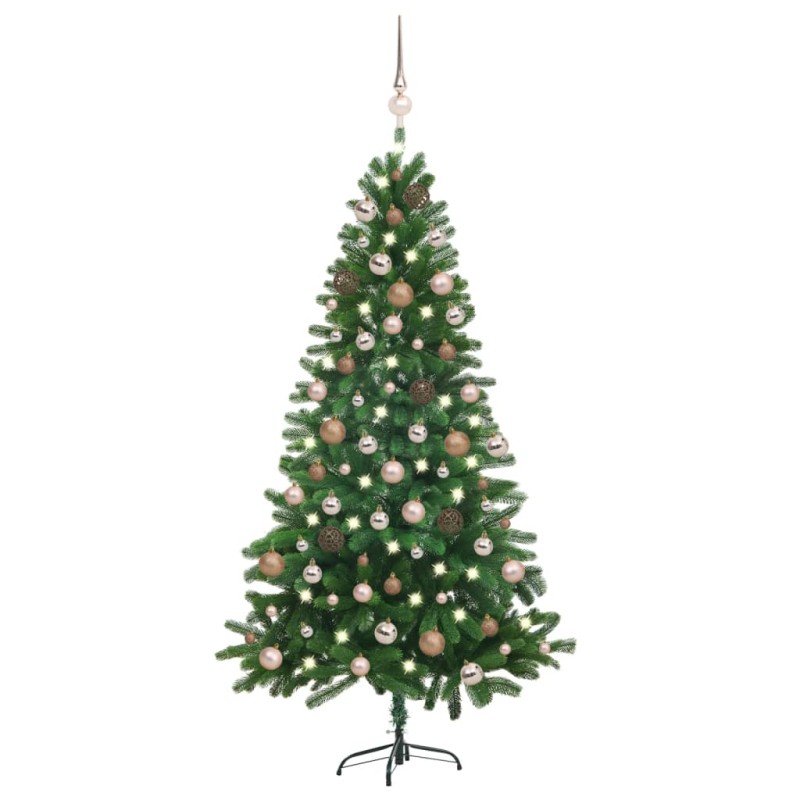 Künstlicher Weihnachtsbaum mit LEDs & Kugeln 180 cm Grün Künstlicher Weihnachtsbaum mit LEDs & Kugeln 180 cm Grün