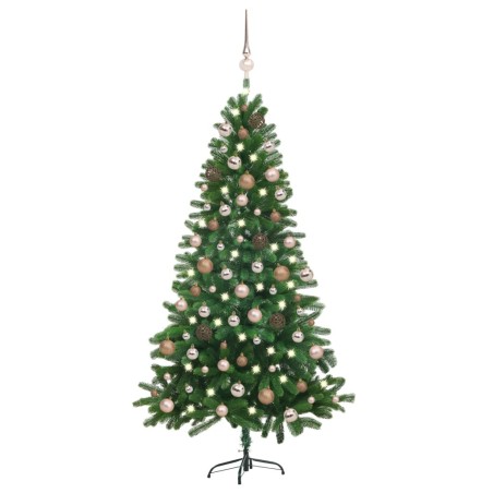 Künstlicher Weihnachtsbaum mit LEDs & Kugeln 180 cm Grün