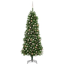 Künstlicher Weihnachtsbaum mit LEDs & Kugeln 240 cm Grün