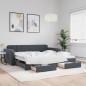 vidaXL Tagesbett Ausziehbar mit Schubladen Dunkelgrau 100x200 cm Samt vidaXL Tagesbett Ausziehbar mit Schubladen Dunkelgrau 100x200 cm Samt