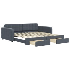 vidaXL Tagesbett Ausziehbar mit Schubladen Dunkelgrau 100x200 cm Samt