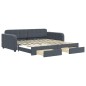 vidaXL Tagesbett Ausziehbar mit Schubladen Dunkelgrau 100x200 cm Samt vidaXL Tagesbett Ausziehbar mit Schubladen Dunkelgrau 100x200 cm Samt