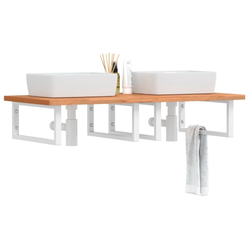 vidaXL Waschbeckenregal Wandmontage Stahl und Massivholz Buche vidaXL Waschbeckenregal Wandmontage Stahl und Massivholz Buche