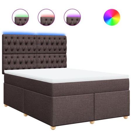 vidaXL Boxspringbett mit Matratze Dunkelbraun 140x190 cm Stoff