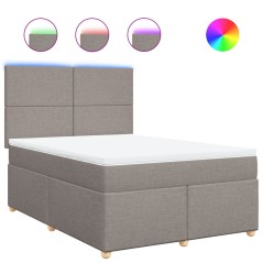 vidaXL Boxspringbett mit Matratze Taupe 140x190 cm Stoff