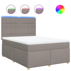 vidaXL Boxspringbett mit Matratze Taupe 140x190 cm Stoff