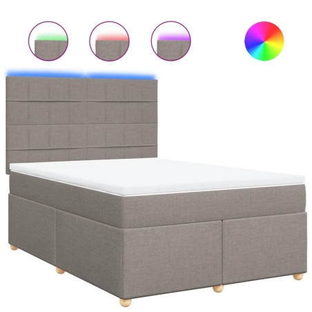 vidaXL Boxspringbett mit Matratze Taupe 140x190 cm Stoff