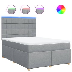 vidaXL Boxspringbett mit Matratze Hellgrau 140x200 cm Stoff