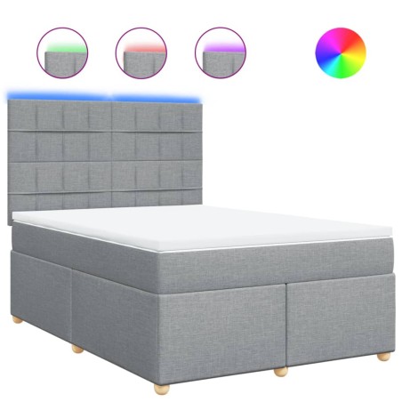 vidaXL Boxspringbett mit Matratze Hellgrau 140x200 cm Stoff