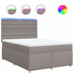 vidaXL Boxspringbett mit Matratze Taupe 140x190 cm Stoff