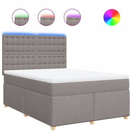 vidaXL Boxspringbett mit Matratze Taupe 140x190 cm Stoff