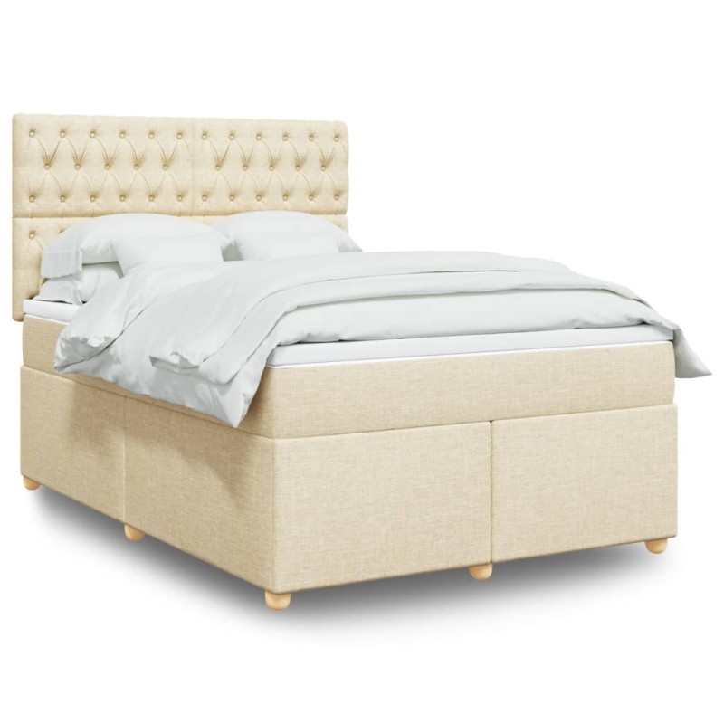 vidaXL Boxspringbett mit Matratze Creme 140x190 cm Stoff vidaXL Boxspringbett mit Matratze Creme 140x190 cm Stoff