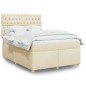 vidaXL Boxspringbett mit Matratze Creme 140x190 cm Stoff vidaXL Boxspringbett mit Matratze Creme 140x190 cm Stoff