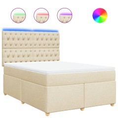 vidaXL Boxspringbett mit Matratze Creme 140x190 cm Stoff