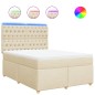 vidaXL Boxspringbett mit Matratze Creme 140x190 cm Stoff vidaXL Boxspringbett mit Matratze Creme 140x190 cm Stoff